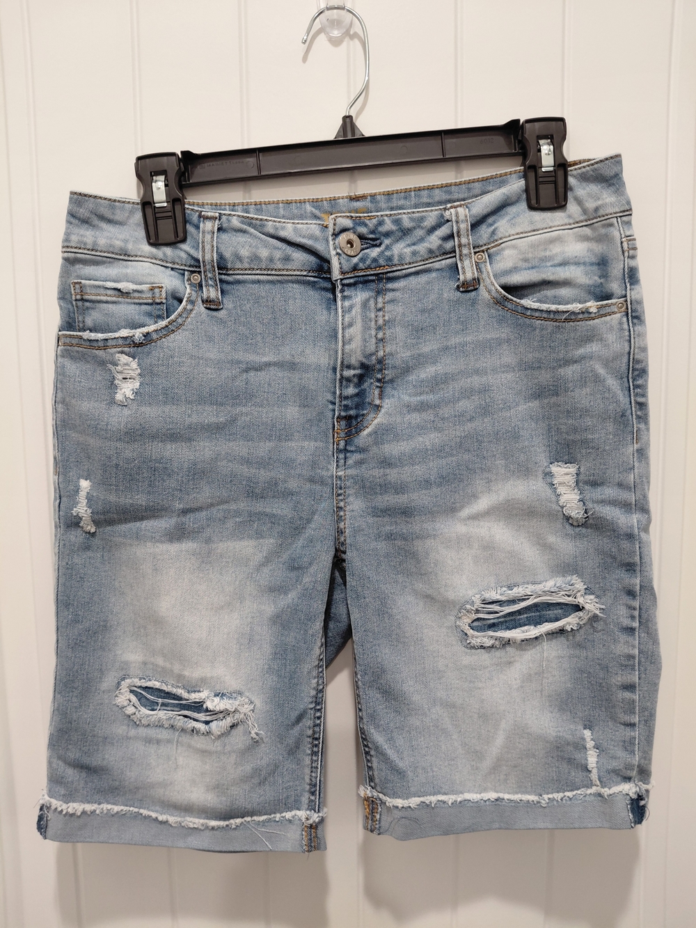 True Craft Light Wash Distressed Denim Shorts